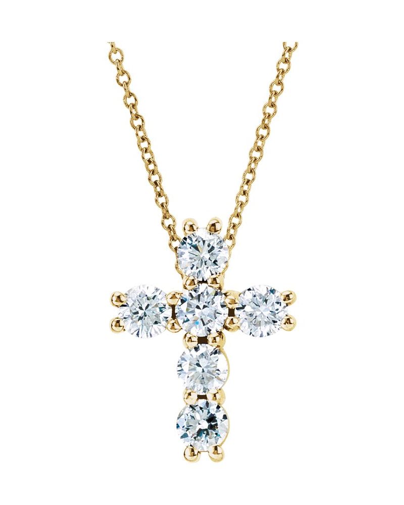 Colar Cruz em Ouro 14k com Diamantes de Laboratório