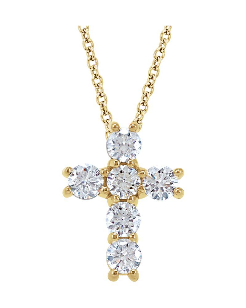 Colar Cruz em Ouro 14k com Diamantes de Laboratório
