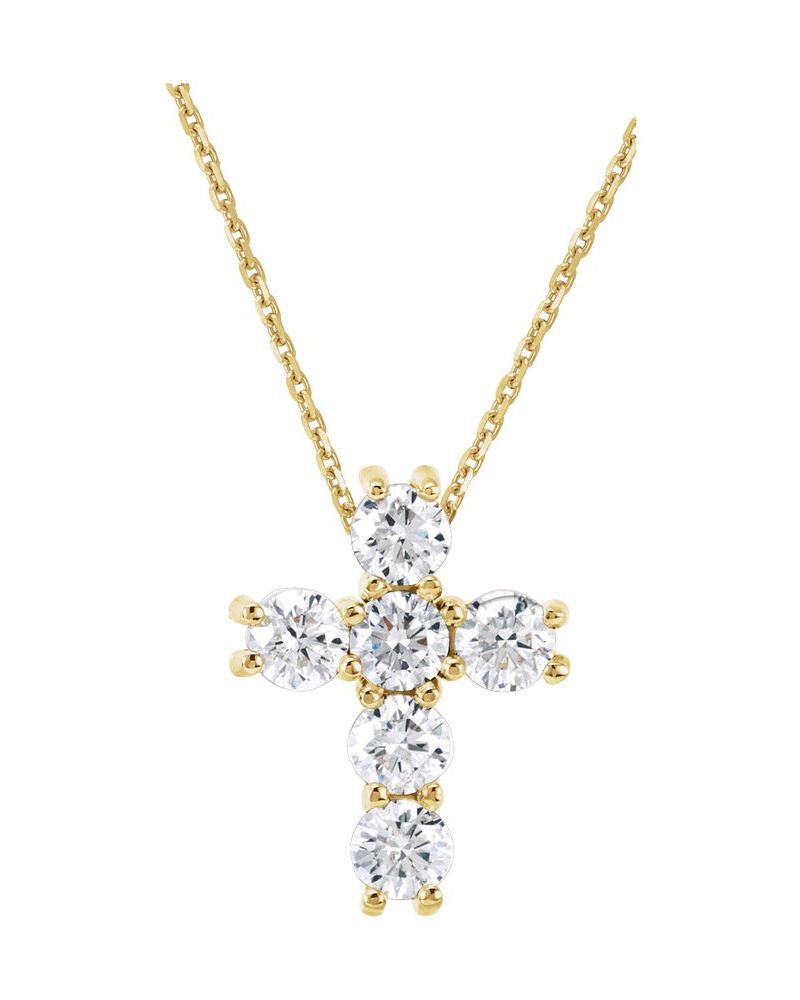 Colar Cruz em Ouro 14k com Diamantes de Laboratório