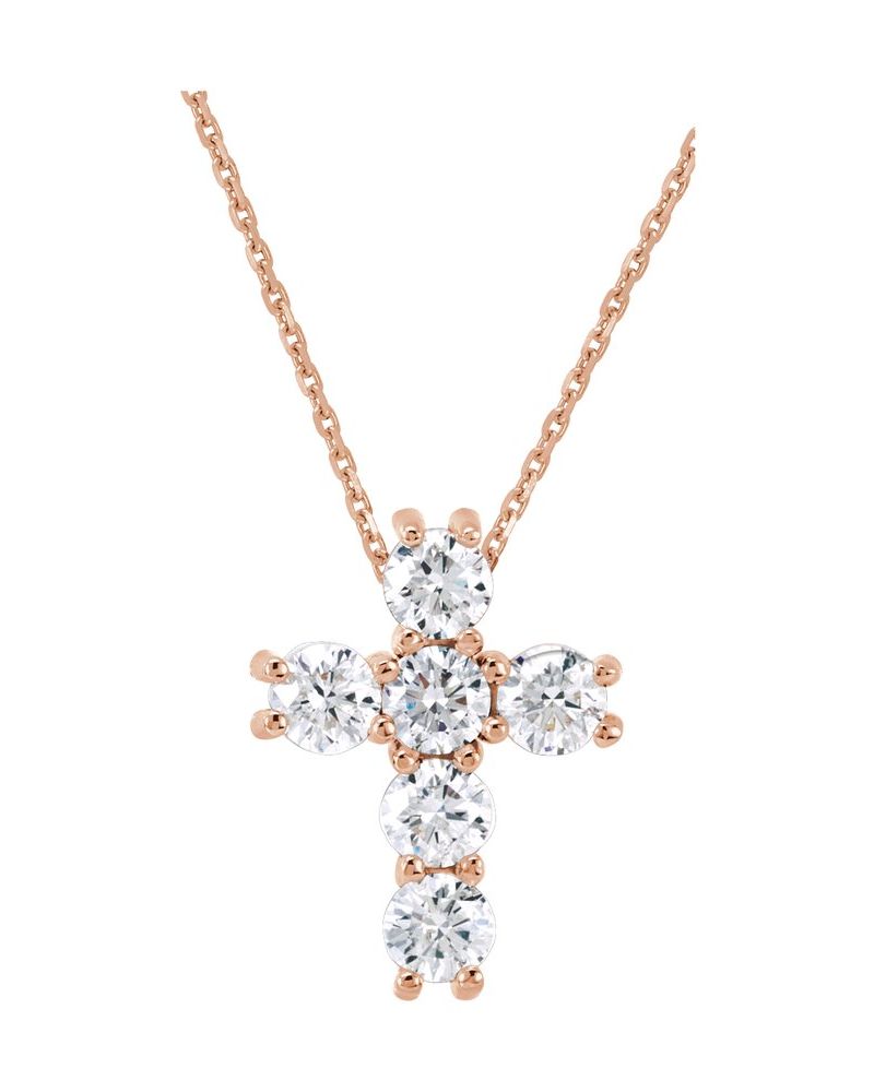 Colar Cruz em Ouro 14k com Diamantes de Laboratório