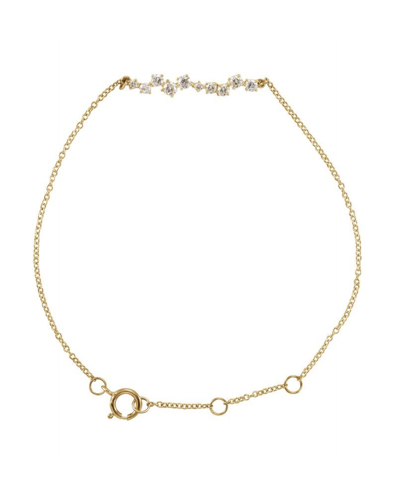 Pulseira Barra Cravejada em Ouro 14k com Diamantes Naturais