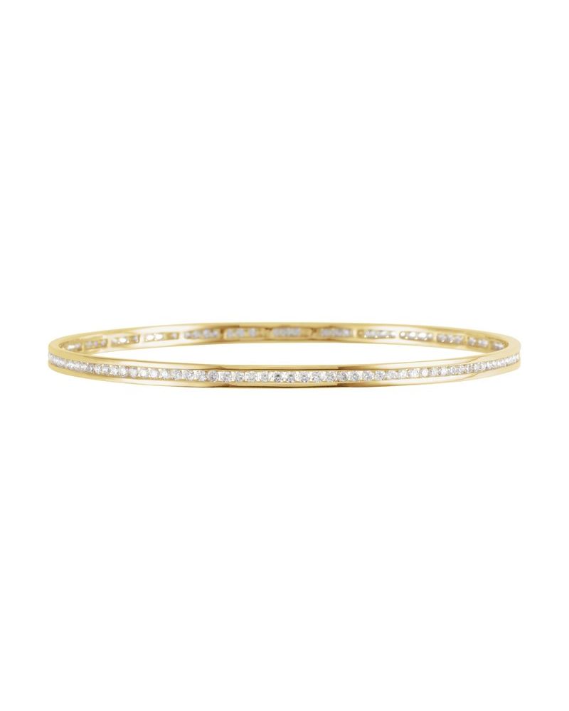 Bracelete Rígido Cravejado Empilhável em Ouro 14k com Diamantes Naturais