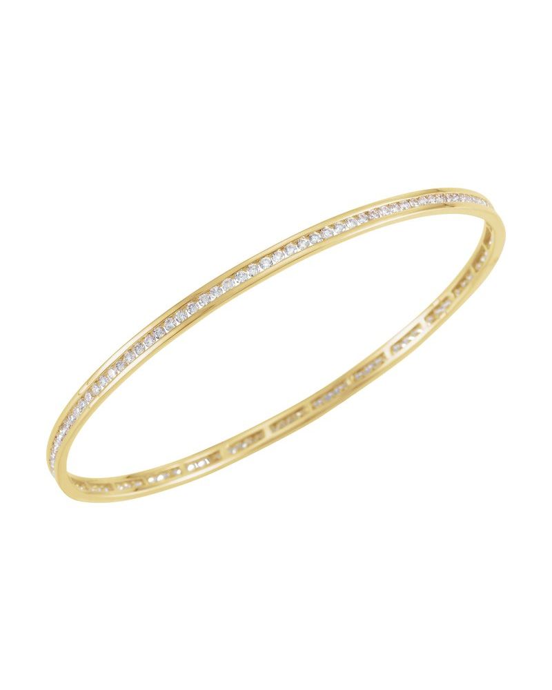 Bracelete Rígido Cravejado Empilhável em Ouro 14k com Diamantes Naturais
