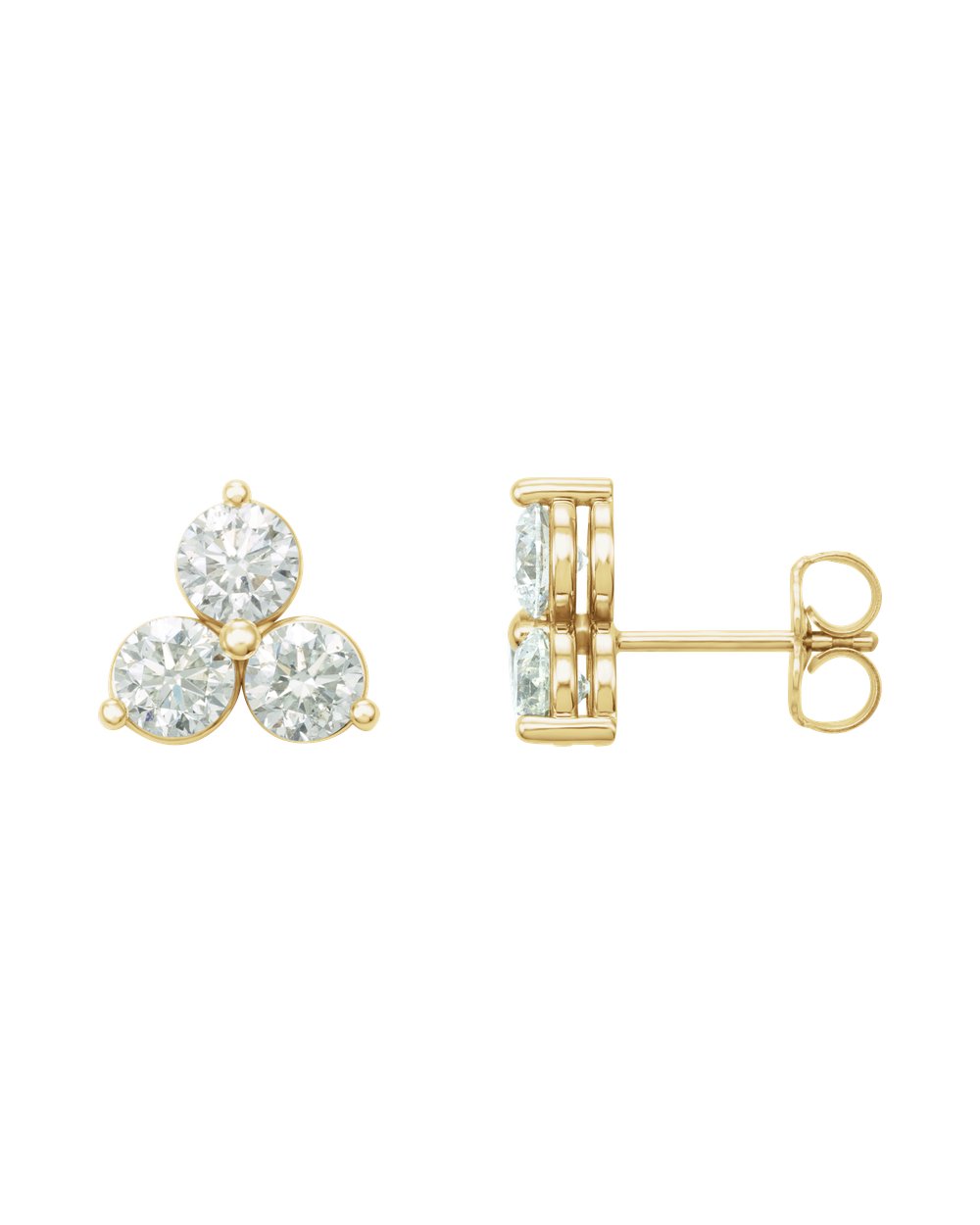 Brinco Trio em Ouro 14k com Diamantes Naturais – Amarelo 14k, 0,25 ct