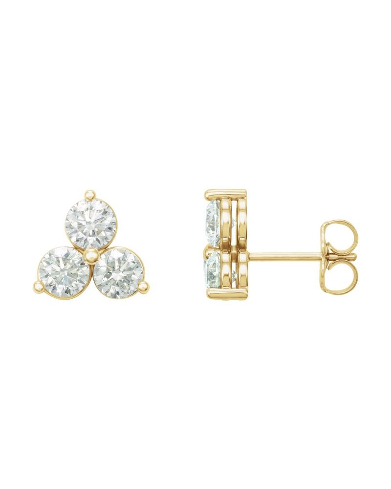 Brinco Redondo Três Pedras em Ouro 14k com Diamantes de Laboratório