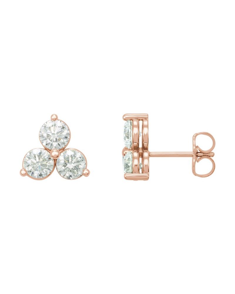 Brinco Redondo Três Pedras em Ouro 14k com Diamantes de Laboratório