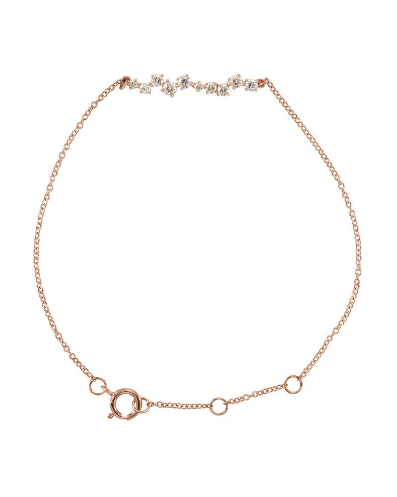 Pulseira Barra Cravejada em Ouro 14k com Diamantes Naturais