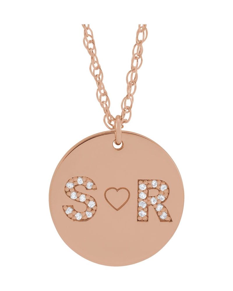 Colar Personalizado do Casal Iniciais em Ouro 14k com Diamantes Naturais