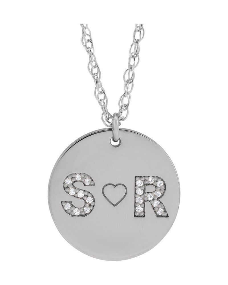 Colar Personalizado do Casal Iniciais em Ouro 14k com Diamantes Naturais
