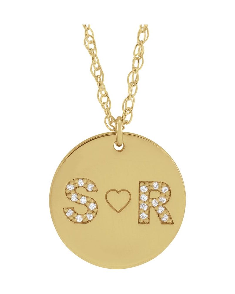 Colar Personalizado do Casal Iniciais em Ouro 14k com Diamantes Naturais