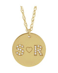 Colar Personalizado do Casal Iniciais em Ouro 14k com Diamantes Naturais