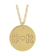 Colar Personalizado do Casal Iniciais em Ouro 14k com Diamantes Naturais