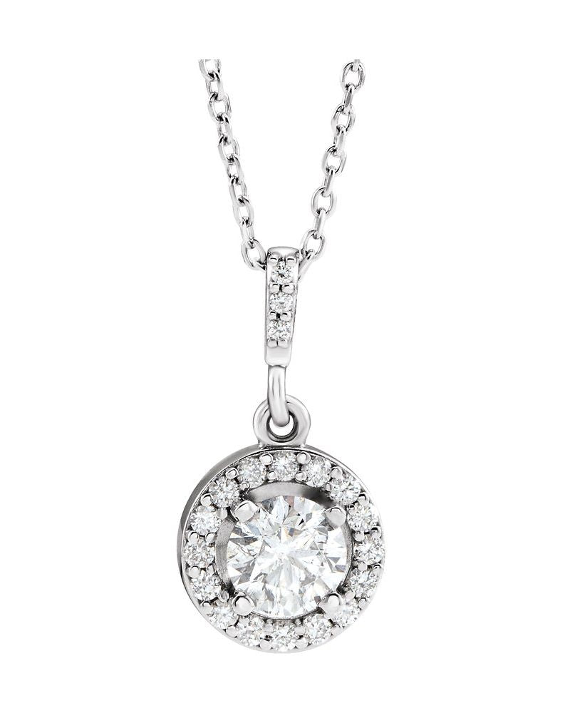 Colar Halo em Ouro 14k com Diamantes de Laboratório – Modelo 2