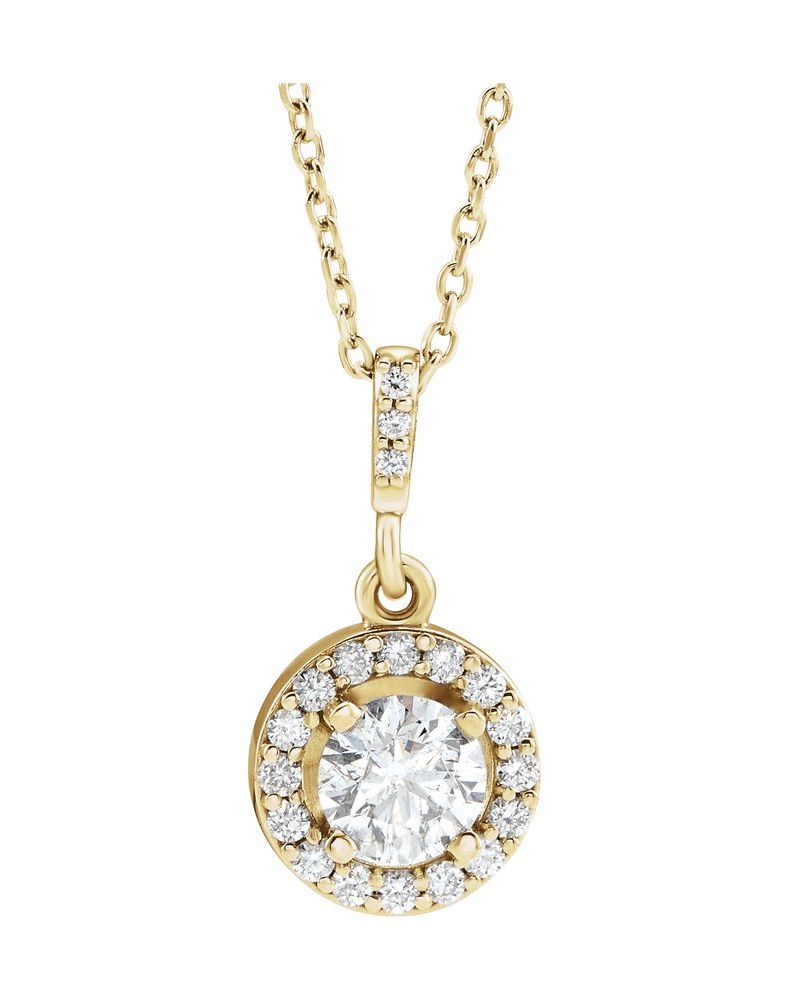 Colar Halo em Ouro 14k com Diamantes de Laboratório – Modelo 2
