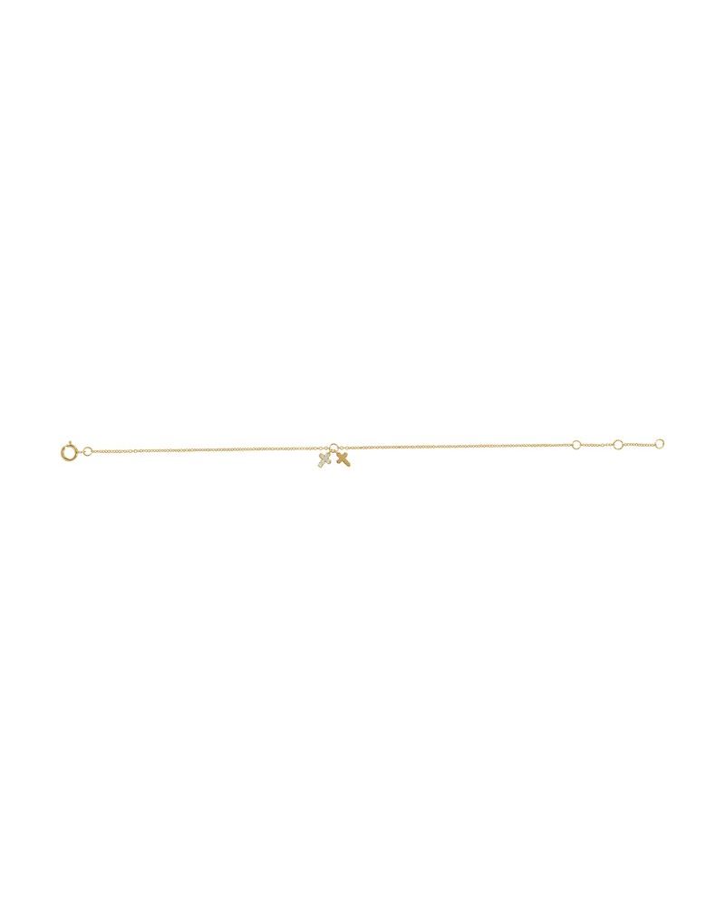 Pulseira Ajustável Cruz em Ouro 14k com Diamantes Naturais