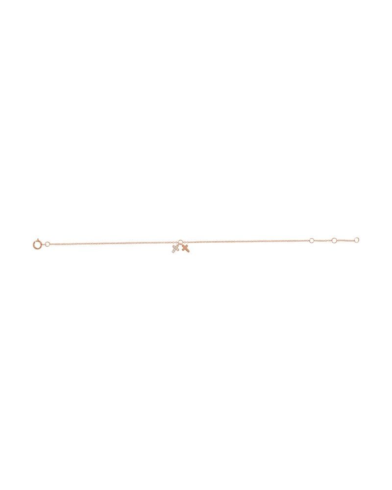 Pulseira Ajustável Cruz em Ouro 14k com Diamantes Naturais
