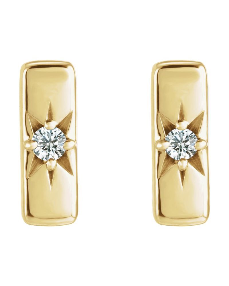 Brinco Barra Cravejado em Ouro 14k com Diamantes de Laboratório – Modelo 3