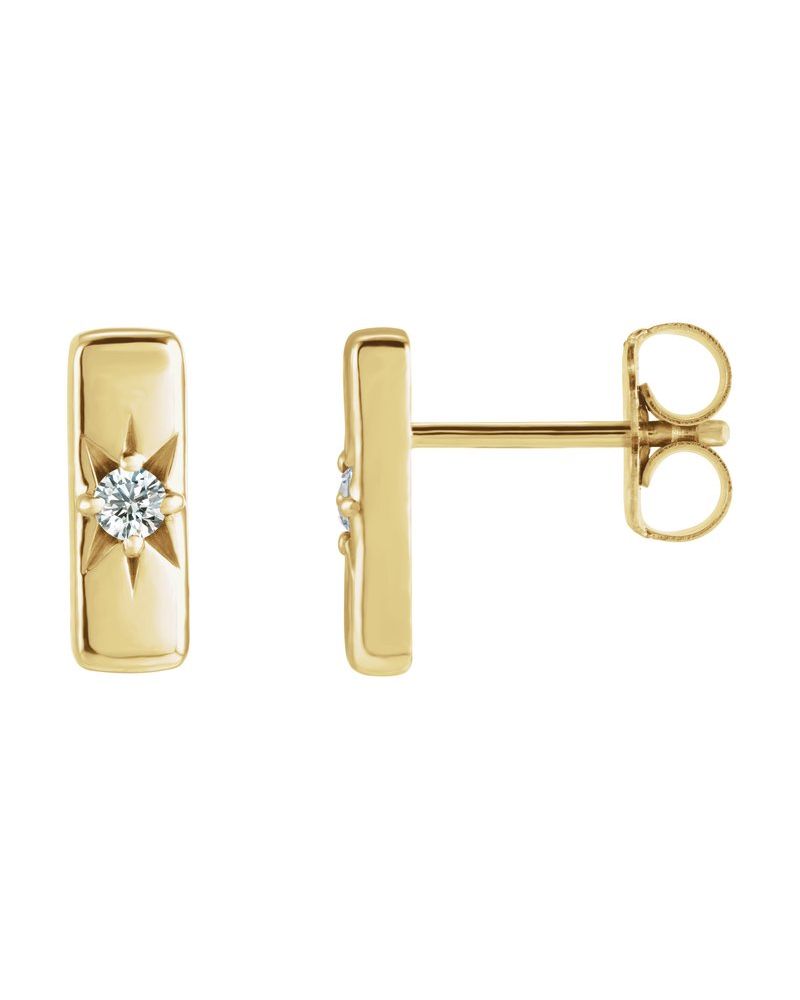 Brinco Barra Cravejado em Ouro 14k com Diamantes de Laboratório – Modelo 3