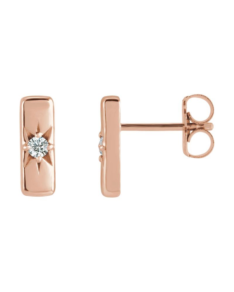 Brinco Barra Cravejado em Ouro 14k com Diamantes de Laboratório – Modelo 3