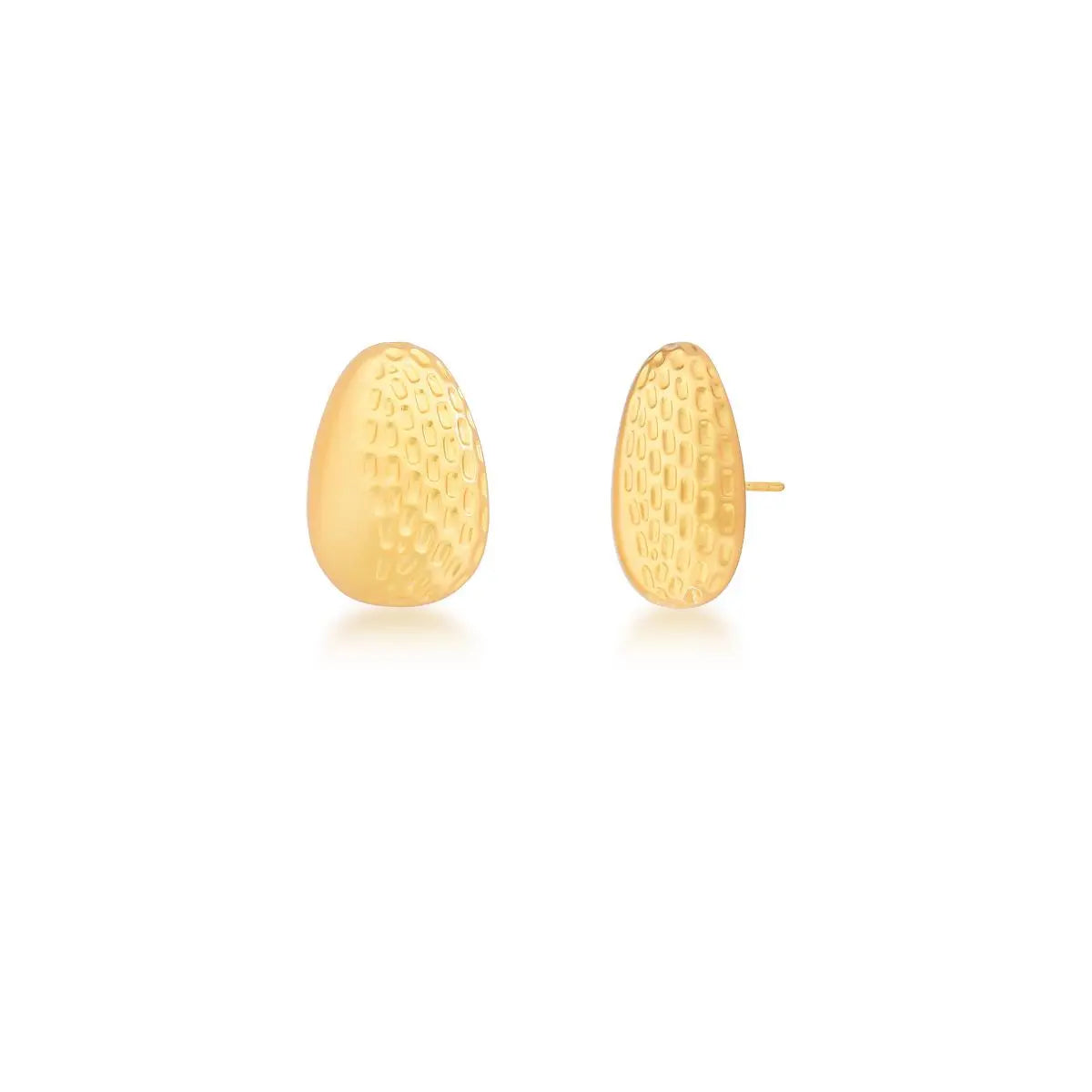 Brinco Folheado a Ouro Acetinado Oval Texturizado Liso Acetinado