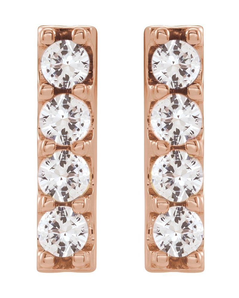 Brinco Barra Cravejado em Ouro 14k com Diamantes de Laboratório
