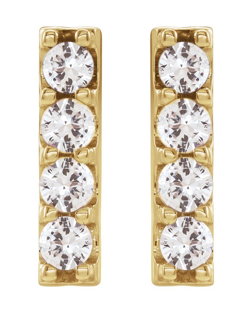 Brinco Barra Cravejado em Ouro 14k com Diamantes de Laboratório