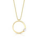 Colar Folheado a Ouro com Pingente Redondo e Vazado com Pérola