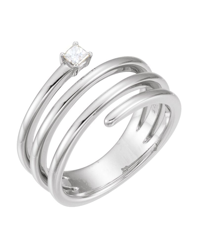 Anel Espiral Cravejado em Ouro 14k com Diamantes Naturais