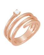 Anel Espiral Cravejado em Ouro 14k com Diamantes Naturais