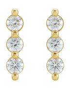 Brinco Três Pedras Barra em Ouro 14k com Diamantes Naturais