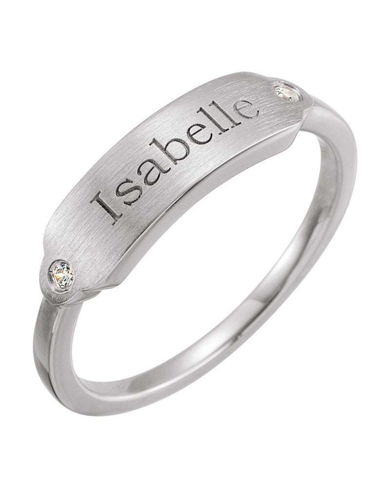 Anel Retângulo Chevalier em Ouro 14k com Diamantes Naturais – Modelo 3