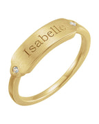 Anel Retângulo Chevalier em Ouro 14k com Diamantes Naturais – Modelo 3