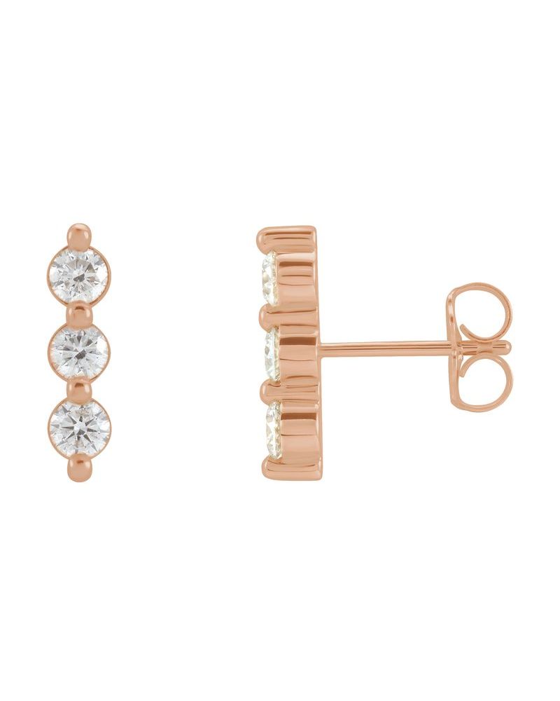 Brinco Três Pedras Barra em Ouro 14k com Diamantes Naturais