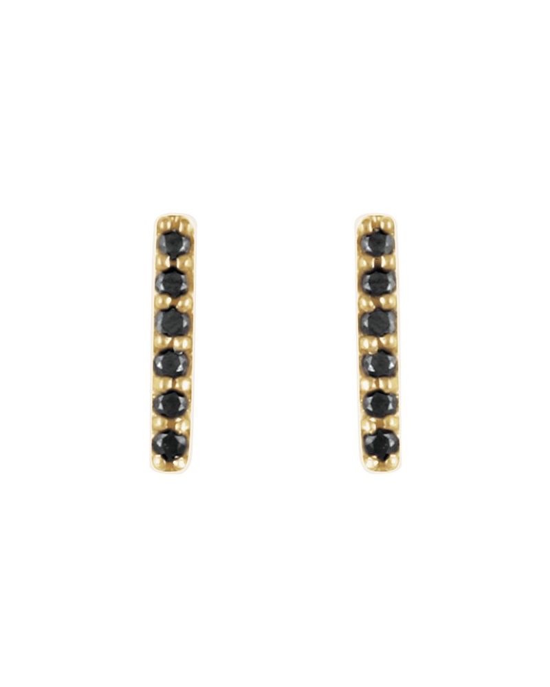 Brinco Barra em Ouro 14k com Diamantes Negros