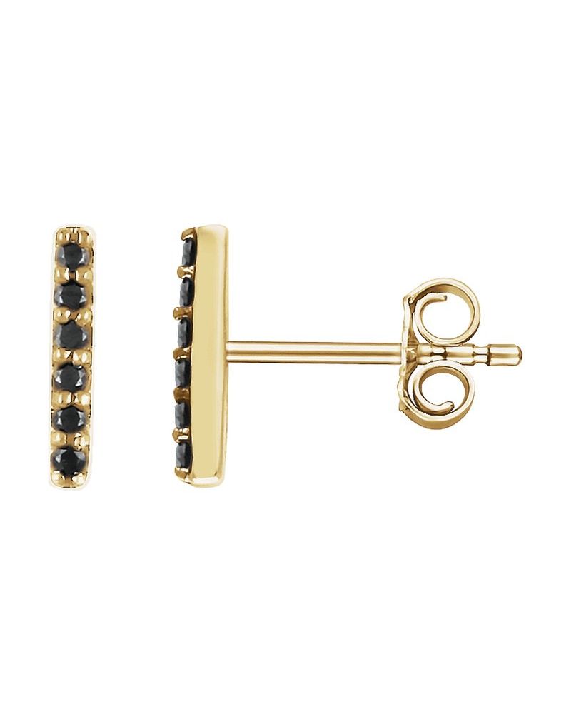 Brinco Barra em Ouro 14k com Diamantes Negros