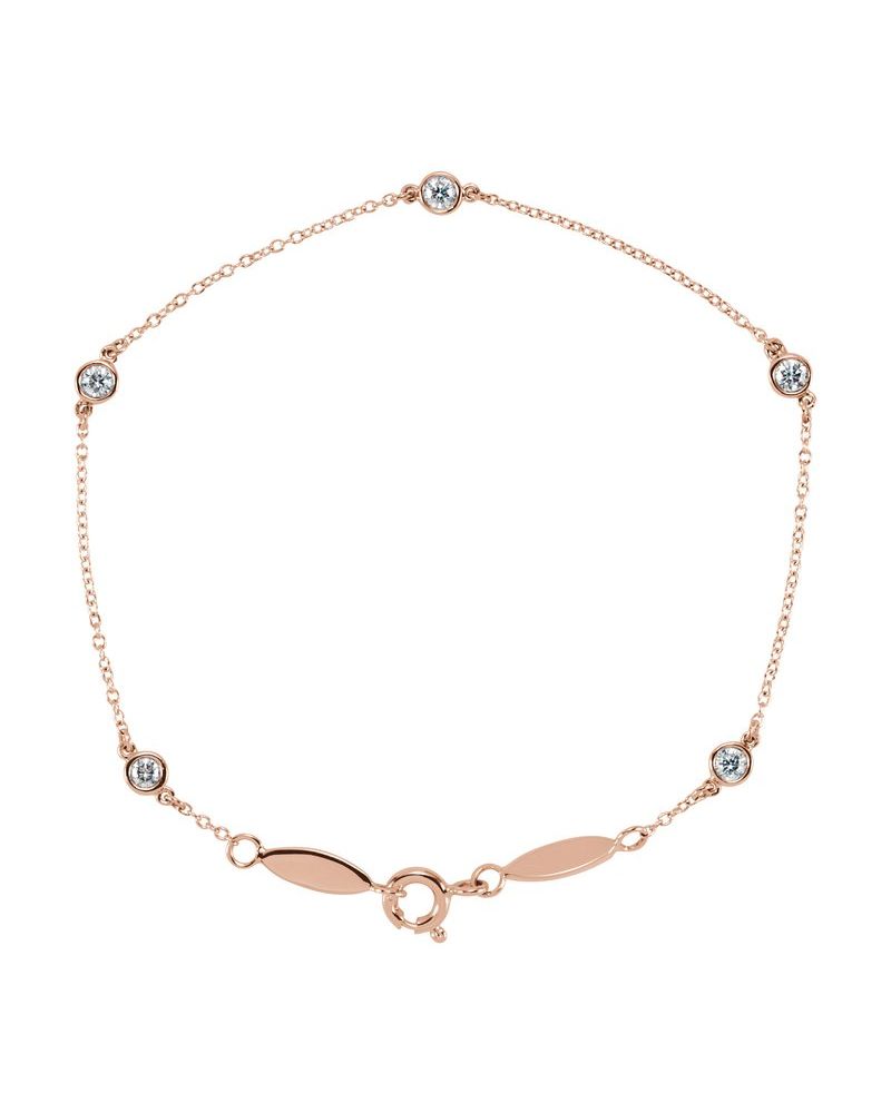 Pulseira Cinco Estações com Cravação Bezel em Ouro 14k com Diamantes Naturais