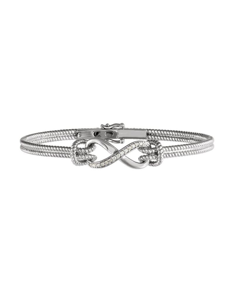 Bracelete Rígido Infinito Torcido em Ouro 14k com Diamantes Naturais