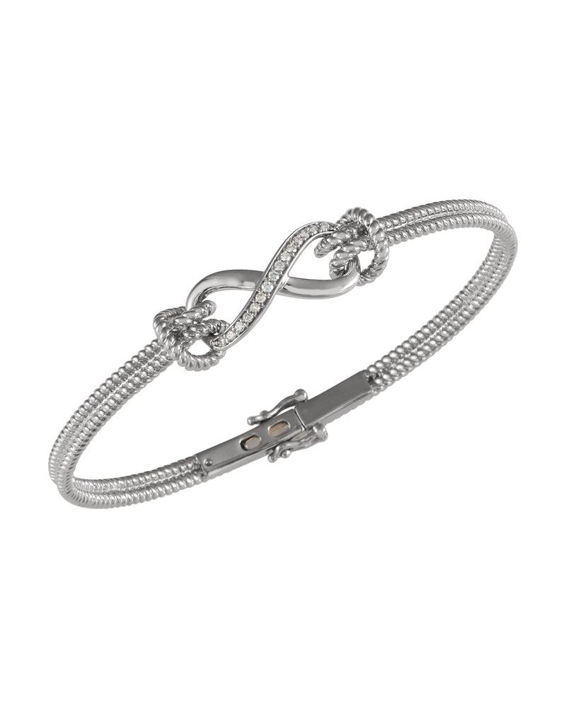 Bracelete Rígido Infinito Torcido em Ouro 14k com Diamantes Naturais