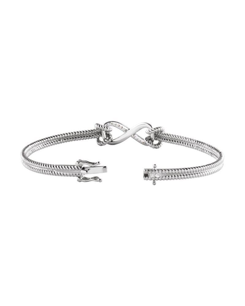 Bracelete Rígido Infinito Torcido em Ouro 14k com Diamantes Naturais