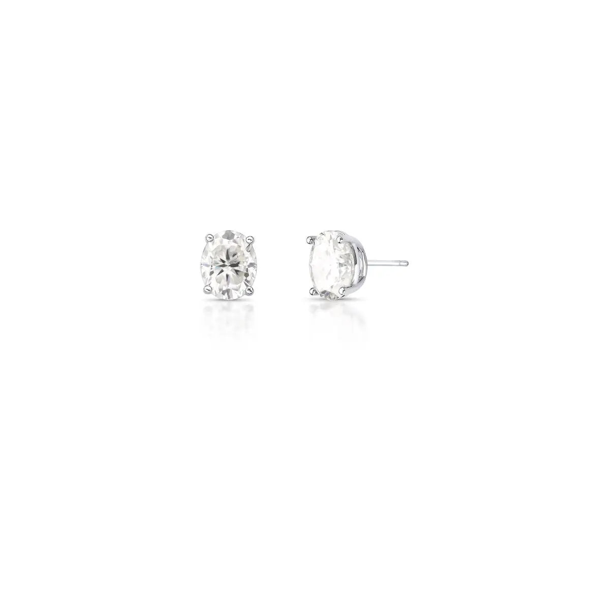 Brinco de Prata 925 com Pedra Oval Moissanite 8x10mm