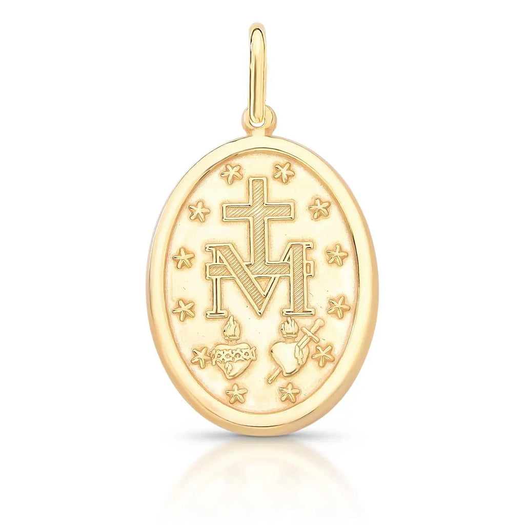 Pingente de Prata 925 Banhada a Ouro Imagem Nossa Senhora das Graças Liso