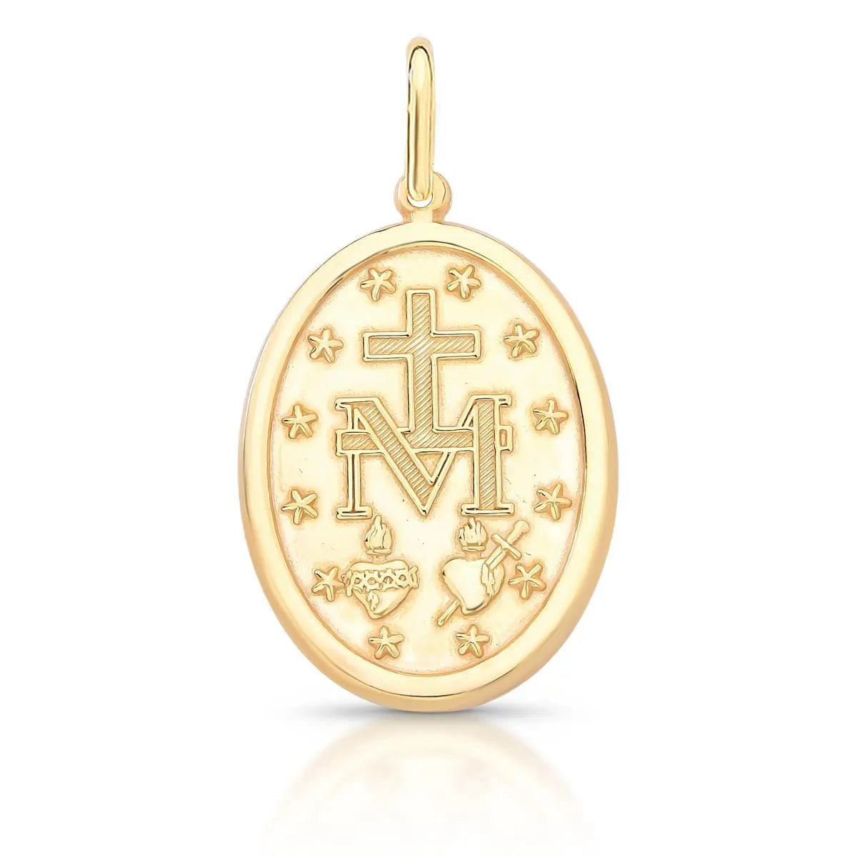 Pingente de Prata 925 Banhada a Ouro Imagem Nossa Senhora das Graças Liso