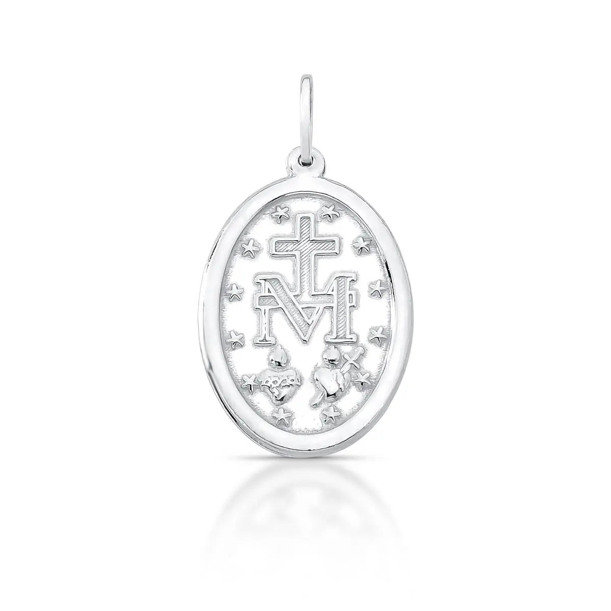 Pingente de Prata 925 Oval Imagem Nossa Senhora das Graças