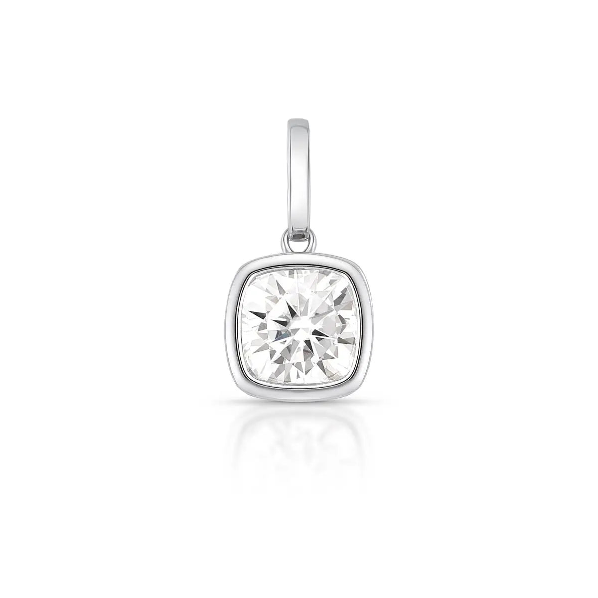 Pingente de Prata 925 com Fecho em Pedra Moissanite 10x10mm