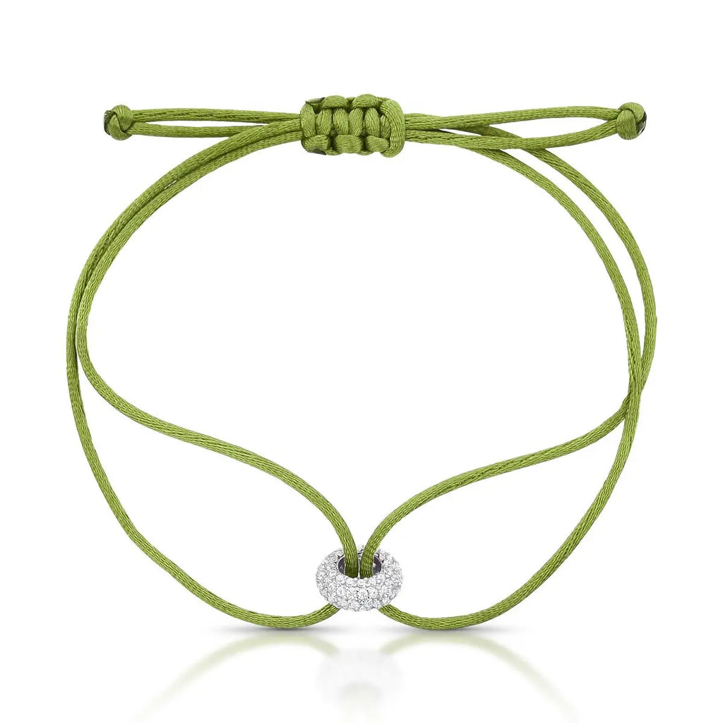 Pulseira de Prata 925 Regulável em Fio Encerado com Zircônias
