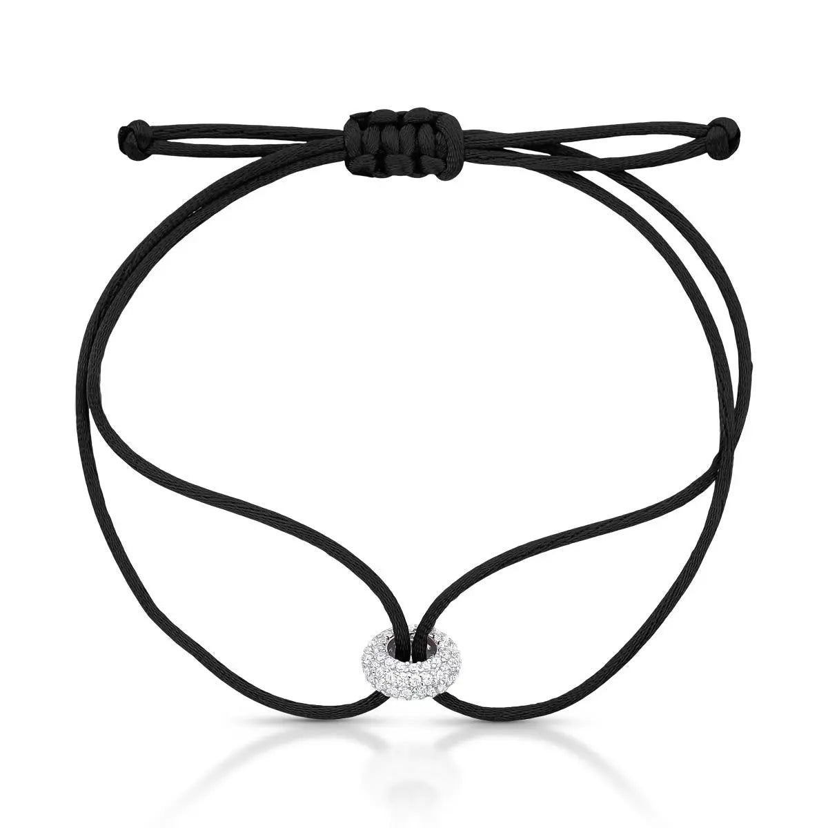 Pulseira de Prata 925 Regulável em Fio Encerado com Zircônias