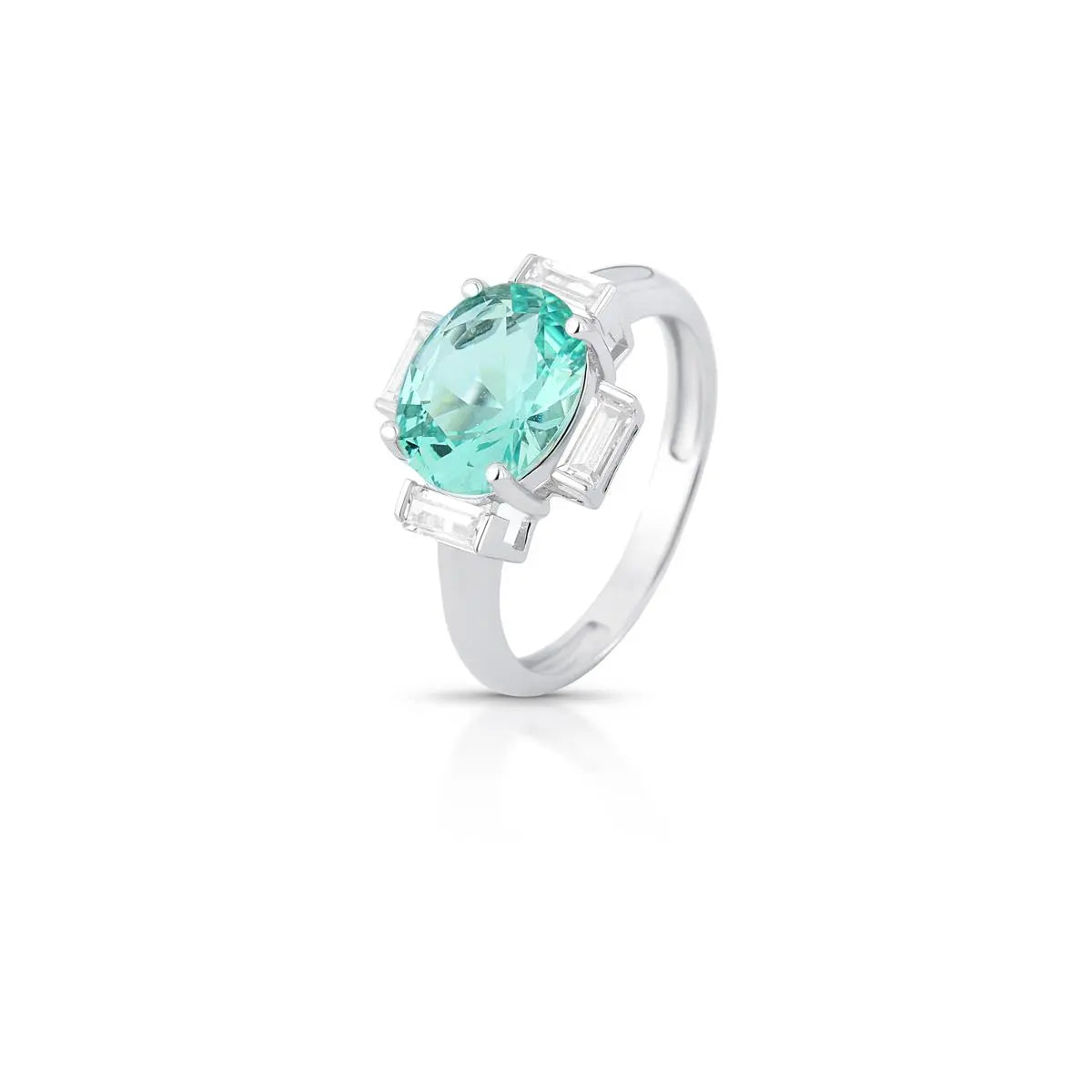 Anel de Prata 925 Oval em Cristais