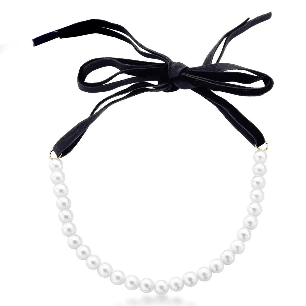 Choker Folheada a Ouro em Camurça com Pérolas Shell