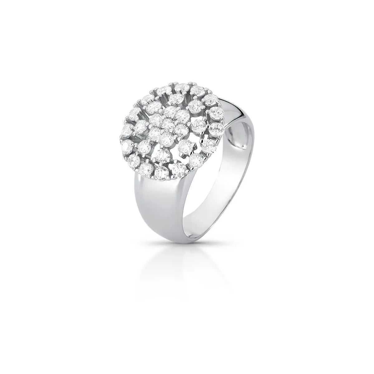 Anel de Prata 925 de Flor Cravejado de Zircônias