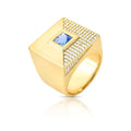 Anel Folheado a Ouro Quadrado com Cristal e Zircônias